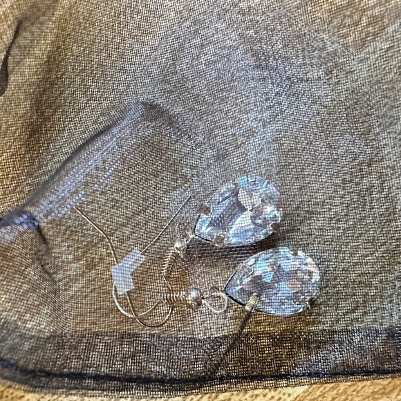 Statement Necklace & Earring Set Gold Black Faux Leather Crystal Gothic Glam - Picture 3 of 6